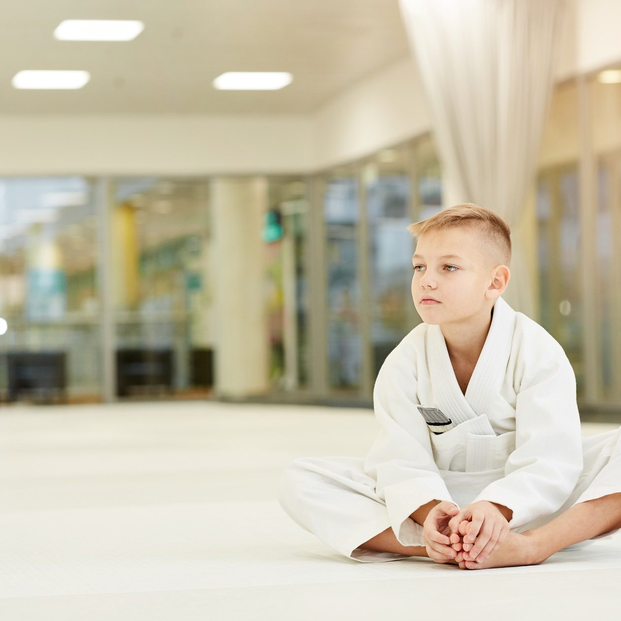 Boy resting after sports training